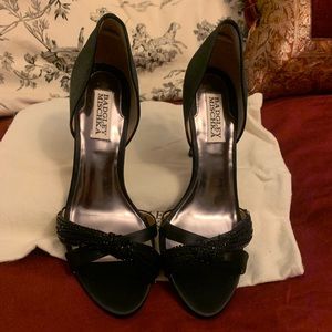 Badgley Mischka Ryanne D’Orsay Black Satin Heels